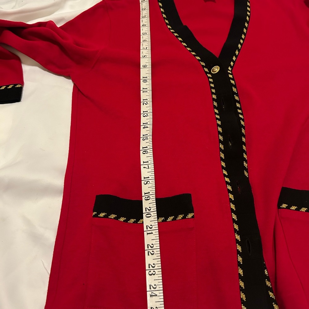 Preowned Cathy Daniels Red Button Down Cardigan M… - image 4